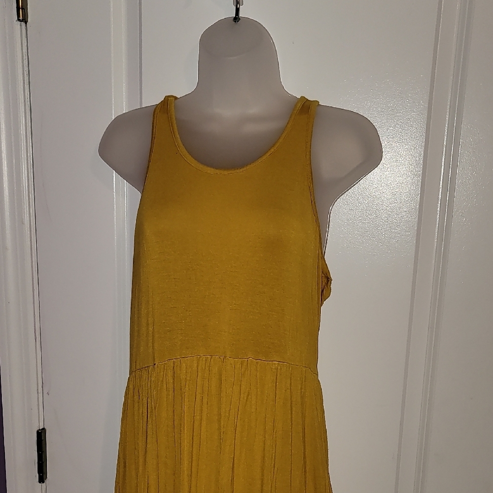 Elegant Mustard Yellow Maxi Dress Sz: XL - Picture 4 of 6